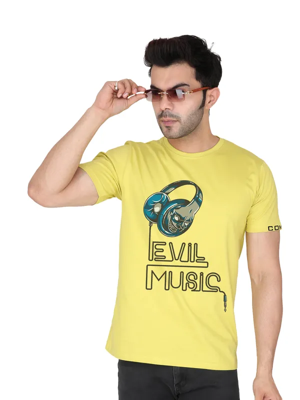 Corn_Yellow_Evil_Music_Printed_Tee_For_Men