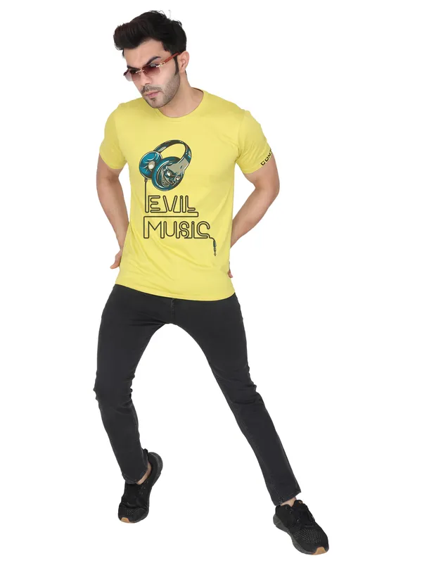 Corn_Yellow_Evil_Music_Printed_Tee_For_Men