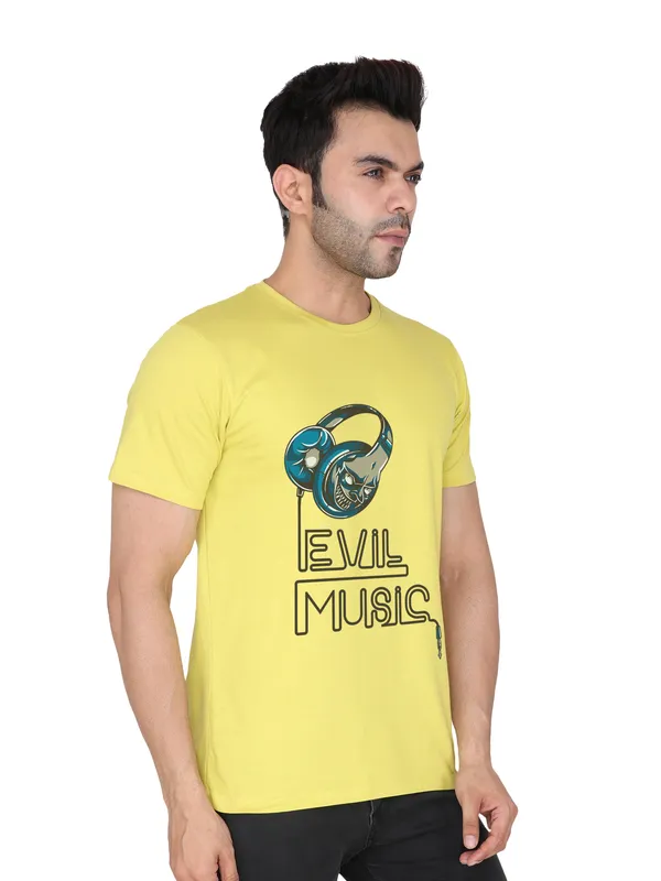 Corn_Yellow_Evil_Music_Printed_Tee_For_Men