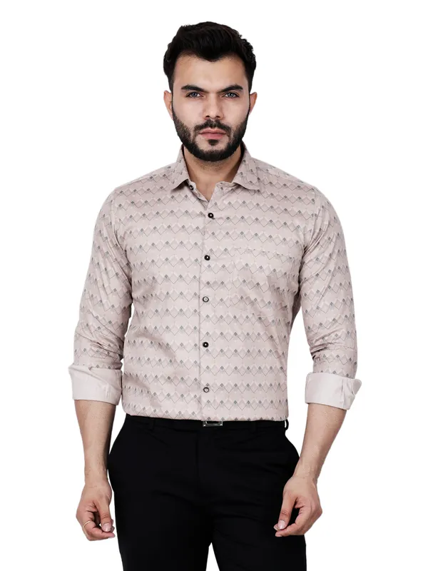 Peach_Herringbone_Printed_Shirt