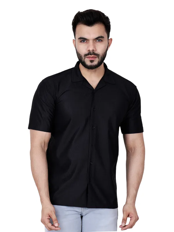 Black_Knitted_Casual_Shirt