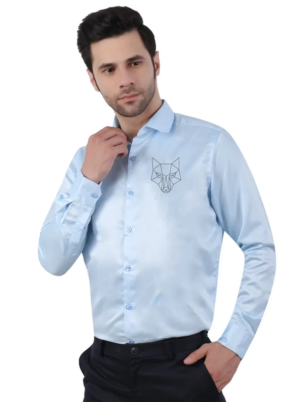 Light_Blue_Designer_Satin_Spirit_Animal_Party_Wear_Shirt_For_Men_-_Wolf