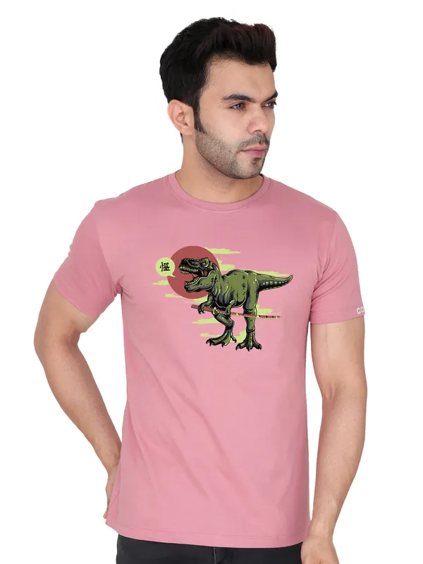 Rose_Pink_Dino_Printed_Tee_For_Men