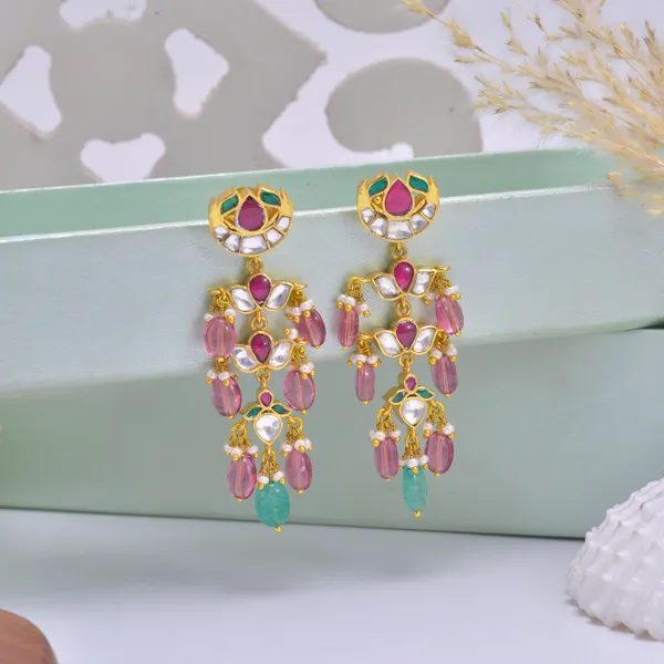 925_sterling_Silver_traditional_Earring_with_Semi_precious_stones