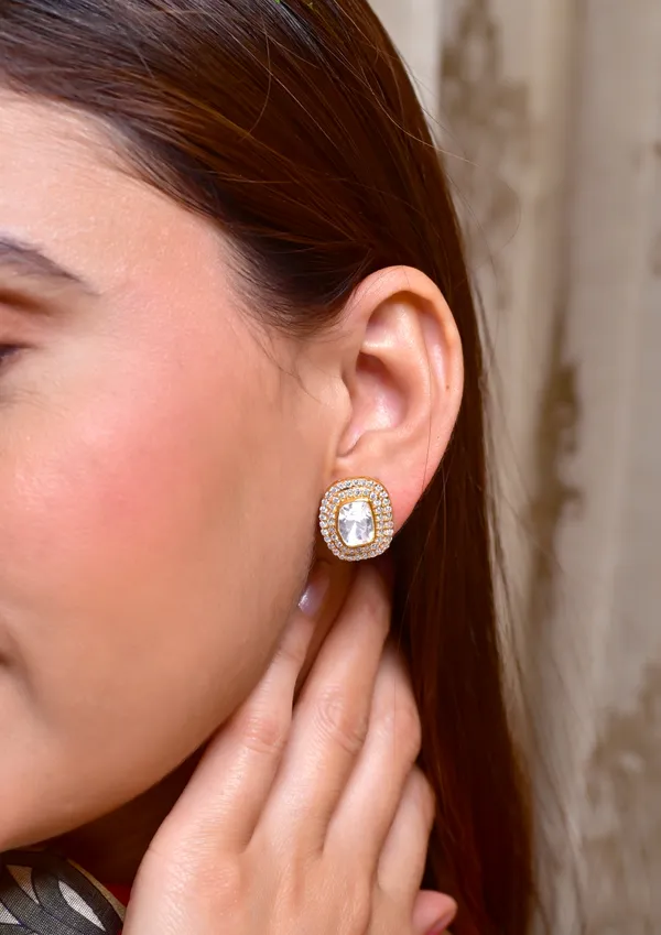 925_sterling_silver_Stud_with_moissanite_polki_and_CZ