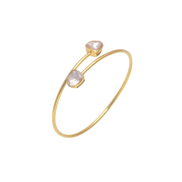 925_Sterling_Mossanite_Polki_Bangle_For_Women_Gold