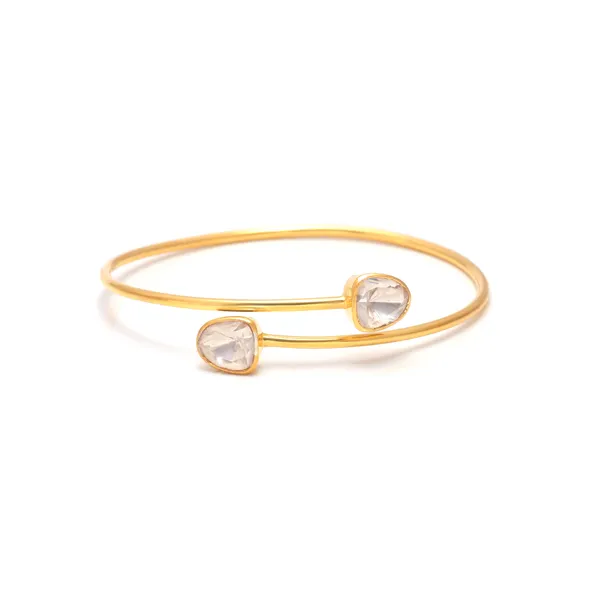 925_Sterling_Mossanite_Polki_Bangle_For_Women_Gold