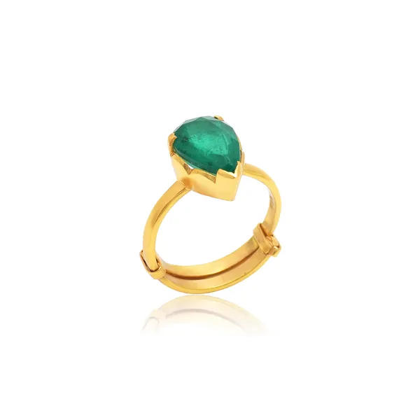 925_Sterling_Silver_|_Adjustable_Doublet_Emerald_Studded_Ring_|_Gold_Plated