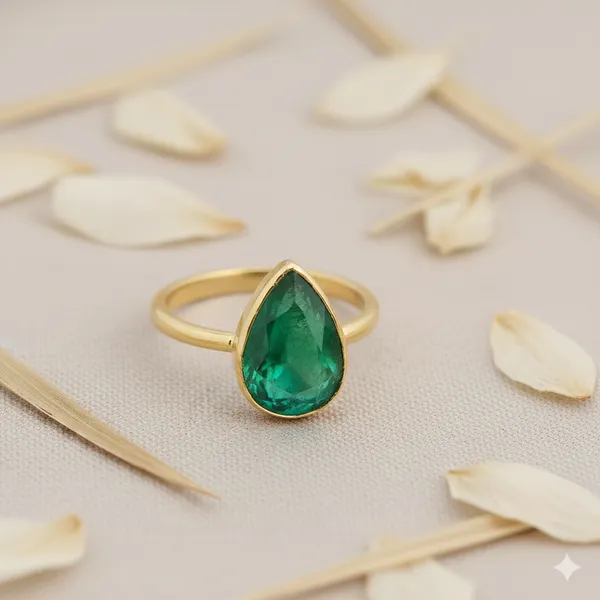 925_Sterling_Silver_|_Adjustable_Doublet_Emerald_Studded_Ring_|_Gold_Plated