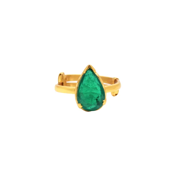 925_Sterling_Silver_|_Adjustable_Doublet_Emerald_Studded_Ring_|_Gold_Plated