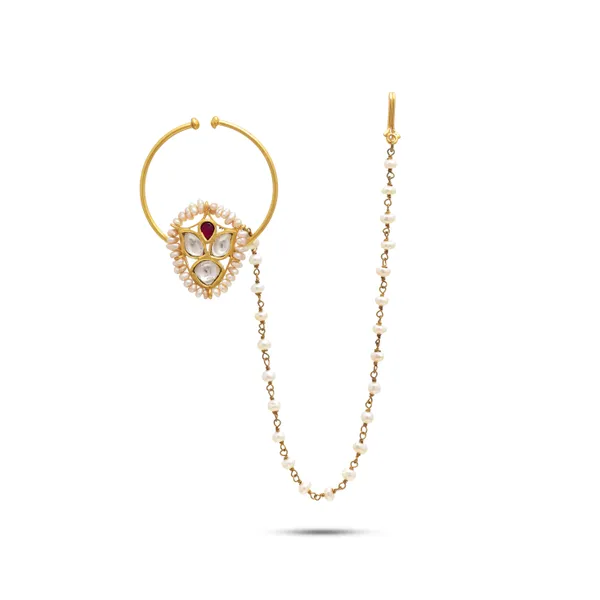 925_Sterling_Silver_|_Polki_And_Pearls_Nath_|_Gold_Plated