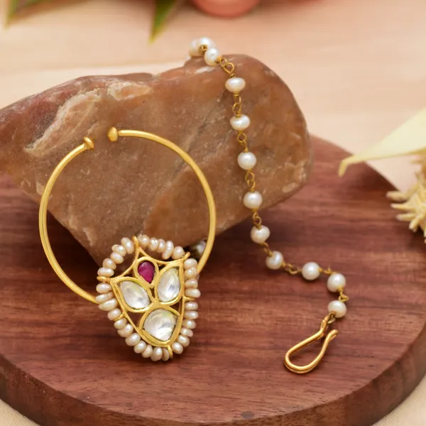 925_Sterling_Silver_|_Polki_And_Pearls_Nath_|_Gold_Plated