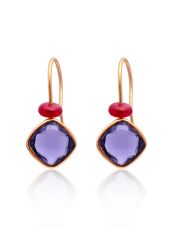 925_Sterling_Silver_|_Gold_Plated_Stud_|_Purple_Gemstones