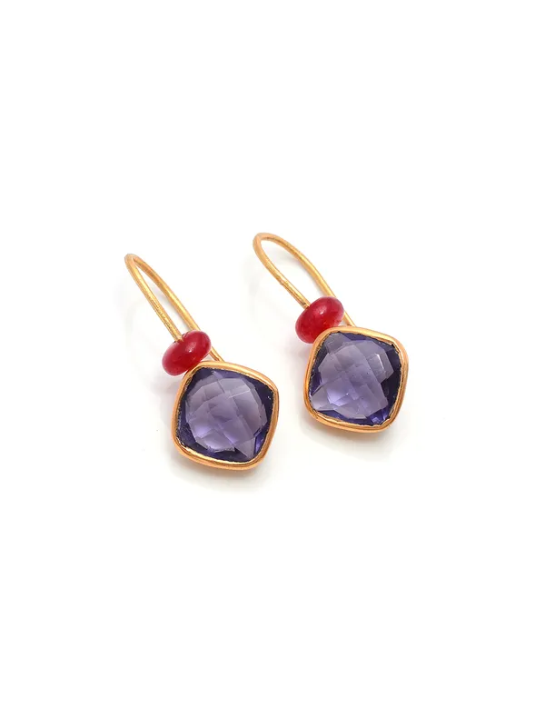 925_Sterling_Silver_|_Gold_Plated_Stud_|_Purple_Gemstones