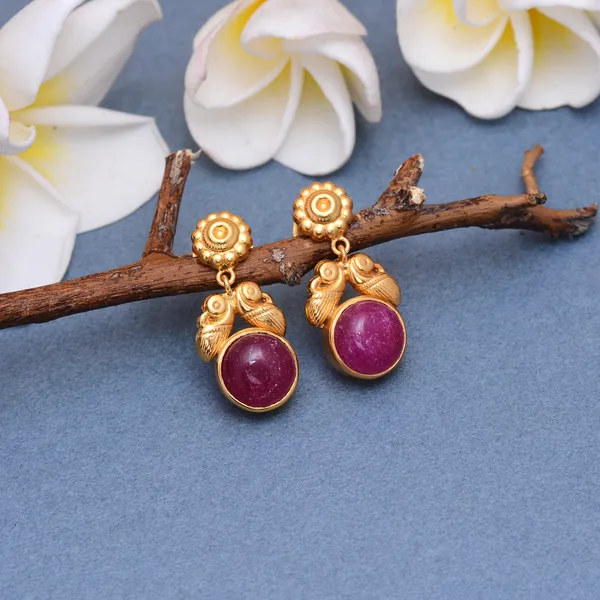 925_Sterling_Silver_|_Gold_Plated_Premium_Earrings_|_Purple_Gemstone
