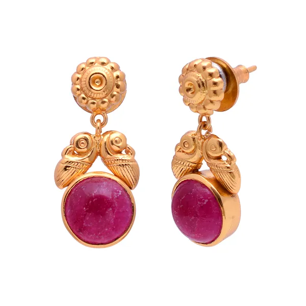 925_Sterling_Silver_|_Gold_Plated_Premium_Earrings_|_Purple_Gemstone