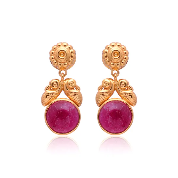 925_Sterling_Silver_|_Gold_Plated_Premium_Earrings_|_Purple_Gemstone