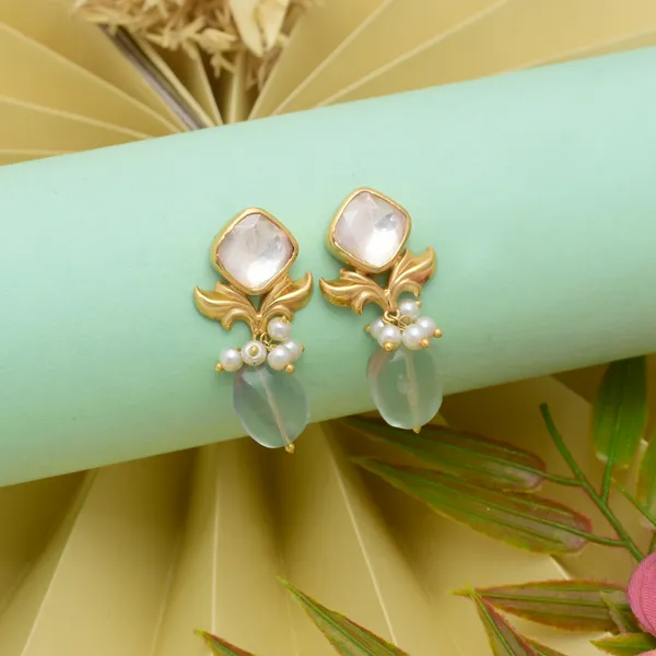 925_Sterling_Silver_|_Gold_Plated_Stud_|_White_Gemstones