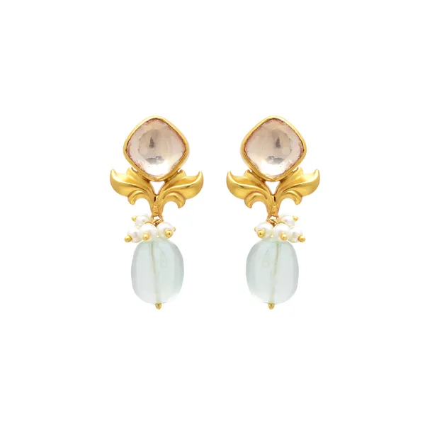 925_Sterling_Silver_|_Gold_Plated_Stud_|_White_Gemstones
