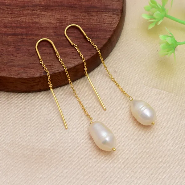 925_Sterling_Silver_|_Gold_Plated_Earrings_|_Sophisticated_Off_White_Beeds