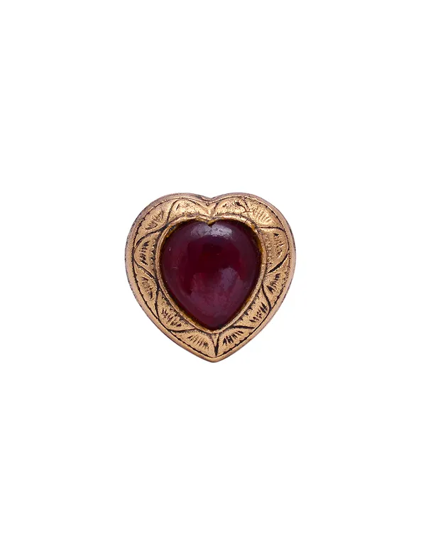 926_Sterling_Silver_|_Adjustable_Doublet_Emerald_Studded_Ring_|_Gold_Plated_Maroon_Gemstone