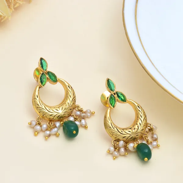 925_Sterling_Silver_With_Gold_Plated_Premium_Earring_For_Women_Gold_colour