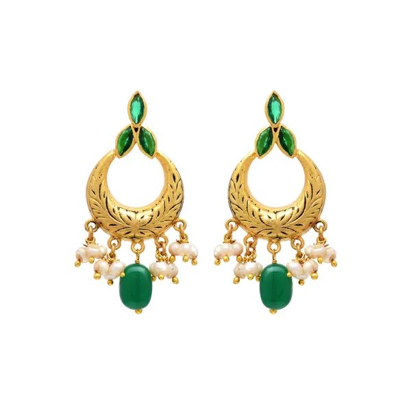 925_Sterling_Silver_With_Gold_Plated_Premium_Earring_For_Women_Gold_colour