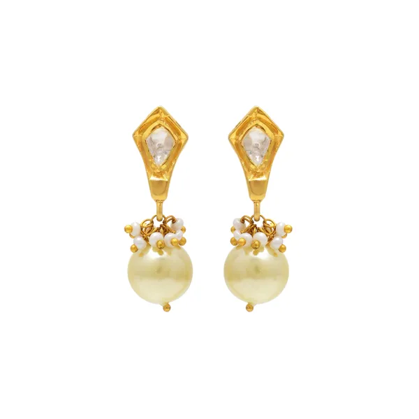 925_Sterling_Silver_|_Gold_Plated_Stud_|_White_Gemstones
