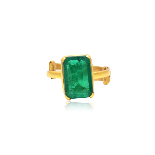929_Sterling_Silver_|_Adjustable_Doublet_Emerald_Studded_Ring_|_Gold_Plated_Green_Gemstone