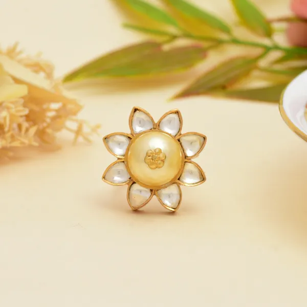 925_Sterling_silver_ring_Studded_with_pearl_For_Women_Gold