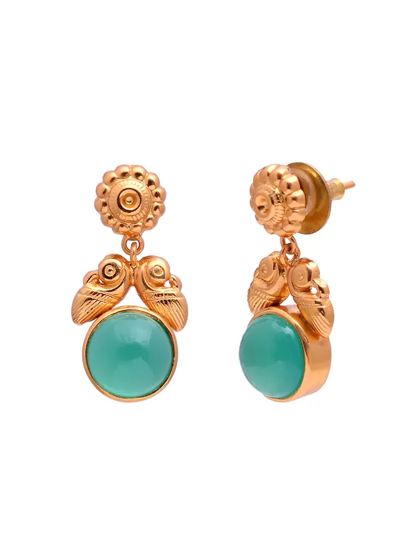925_Sterling_Silver_|_Gold_Plated_Earrings_|_Green_Gemstones
