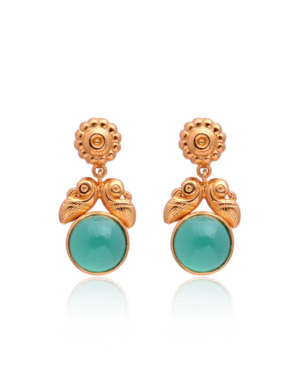 925_Sterling_Silver_|_Gold_Plated_Earrings_|_Green_Gemstones