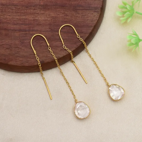 925_Sterling_Silver_|_Gold_Plated_Earrings_|_White_Gemstones