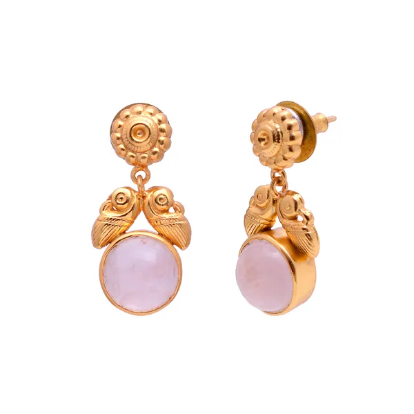 925_Sterling_Silver_|_Gold_Plated_Earrings_|_Pink_Gemstone_Shine