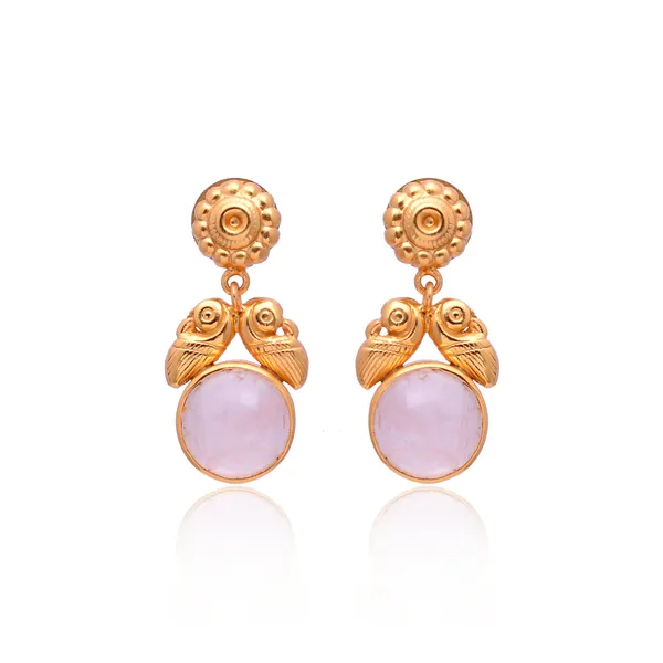 925_Sterling_Silver_|_Gold_Plated_Earrings_|_Pink_Gemstone_Shine