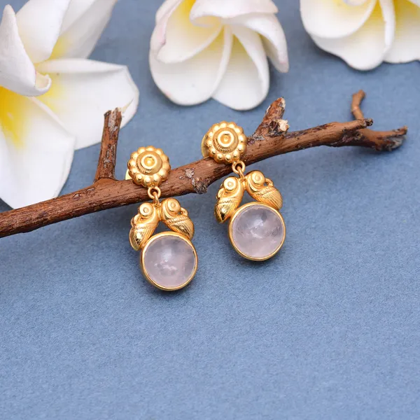 925_Sterling_Silver_|_Gold_Plated_Earrings_|_Pink_Gemstone_Shine