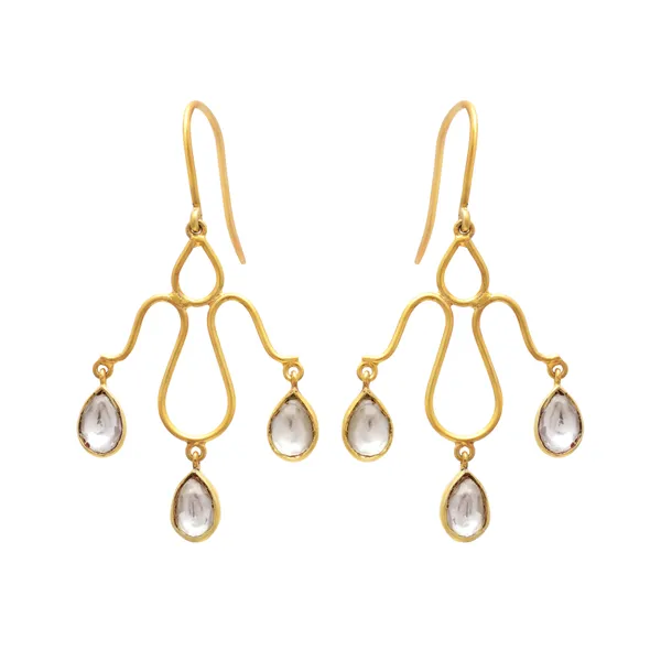 925_Sterling_Silver_|_Gold_Plated_Earring_|_White_Gemstones