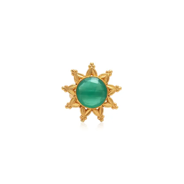 927_Sterling_Silver_|_Adjustable_Moissanite_Polki_Studded_Ring_|_Gold_Plated_Classic_Design