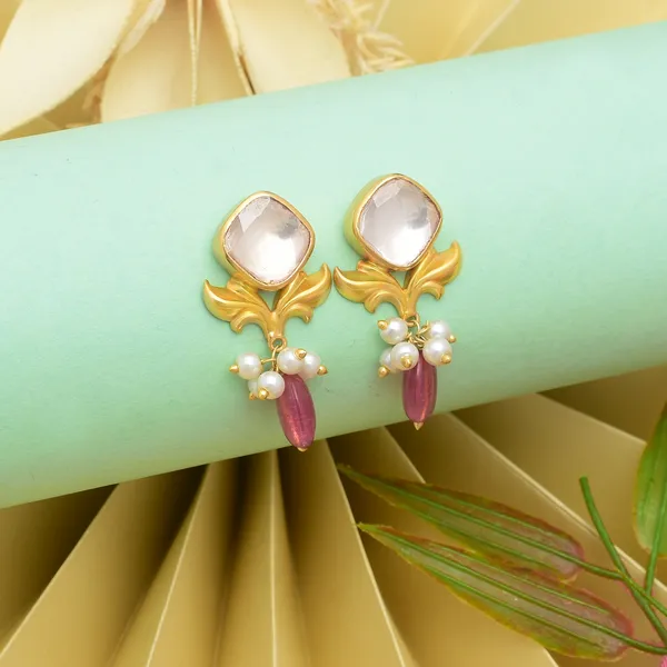 925_Sterling_Silver_With_Gold_Plated_Premium_Stud_For_Women_Pink