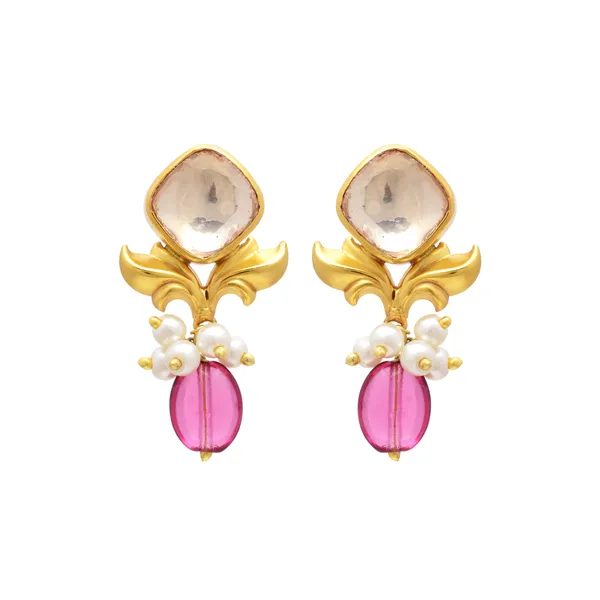 925_Sterling_Silver_With_Gold_Plated_Premium_Stud_For_Women_Pink