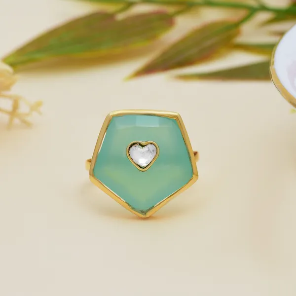 929_Sterling_Silver_|_Adjustable_Gold_Plated_Premium_Ring_|_Green_Gemstone