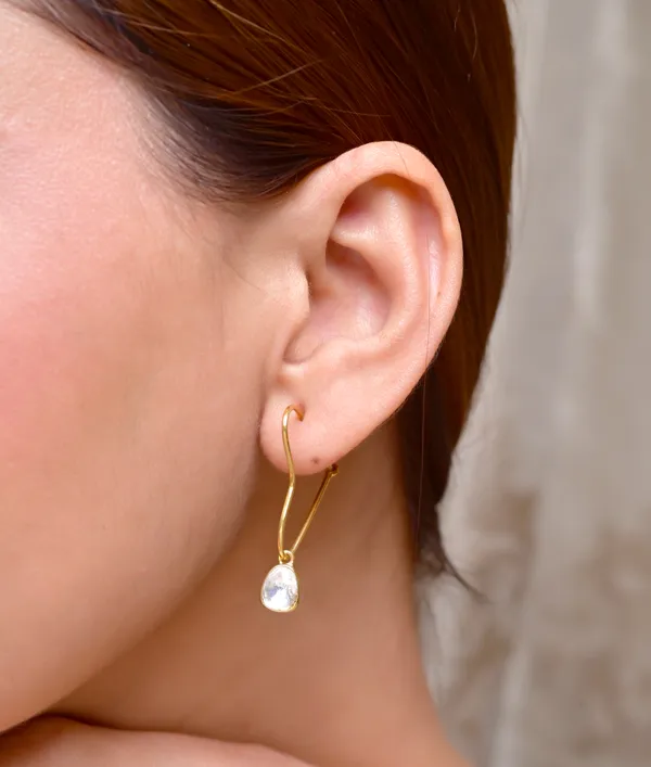 925_Sterling_Silver_|_Gold_Plated_Stud_|_White_Gemstones