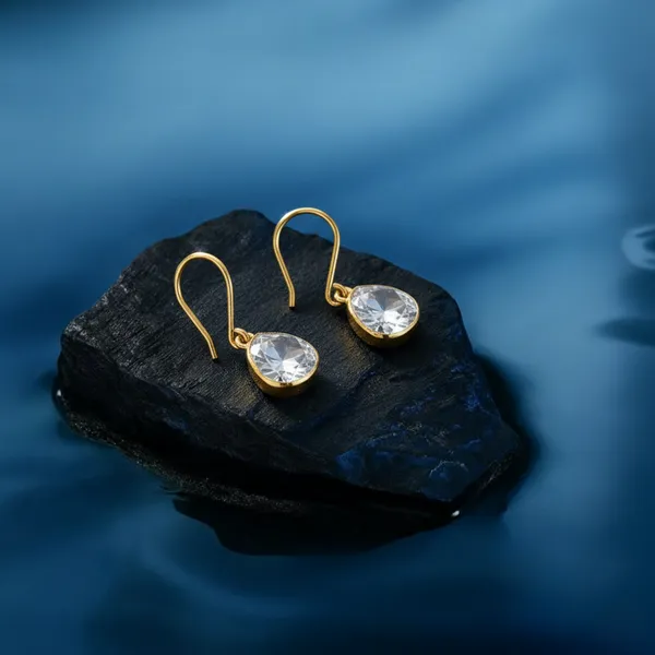 925_Sterling_Silver_|_Gold_Plated_Earrings_|_White_Gemstone