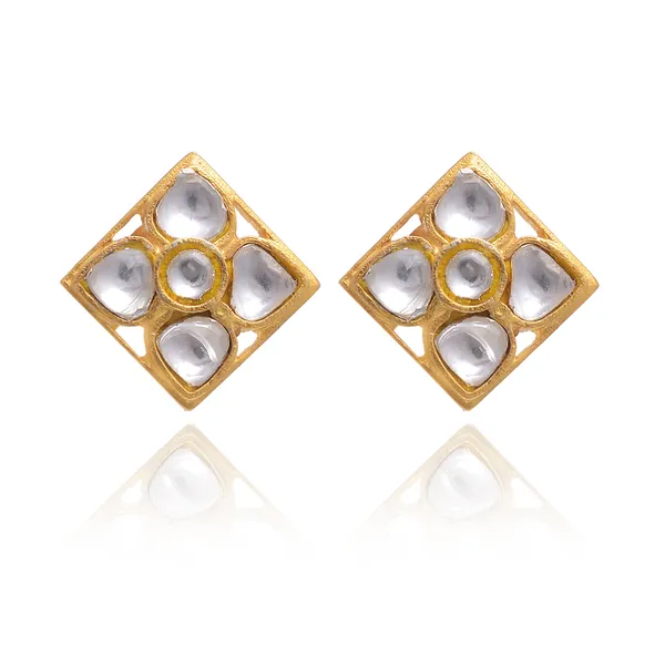 925_Sterling_Silver_|_Gold_Plated_Stud_|_White_Gemstones