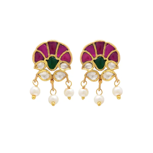 925_Sterling_Silver_|_Gold_Plated_Earring_|_Multicolor_Gemstones