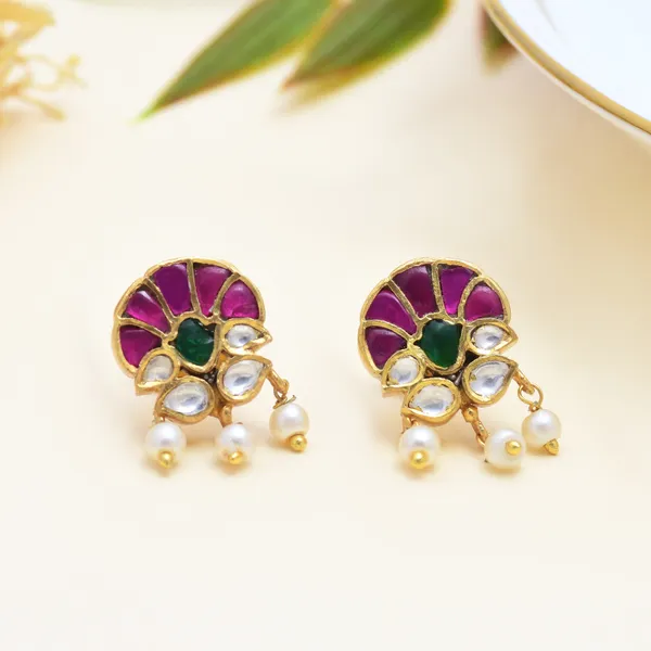 925_Sterling_Silver_|_Gold_Plated_Earring_|_Multicolor_Gemstones