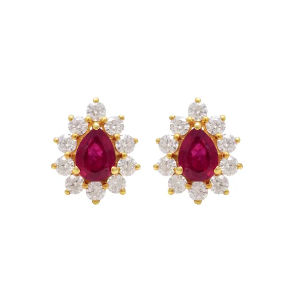 925_Sterling_Ruby_And_Cz_Studs_For_Women_Gold