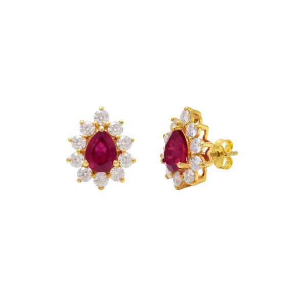 925_Sterling_Ruby_And_Cz_Studs_For_Women_Gold