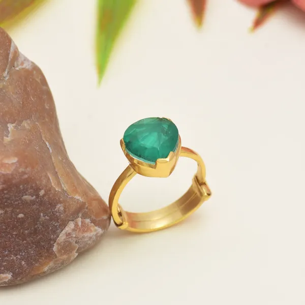 928_Sterling_Silver_|_Adjustable_Gold_Plated_Ring_|_Green_Gemstone