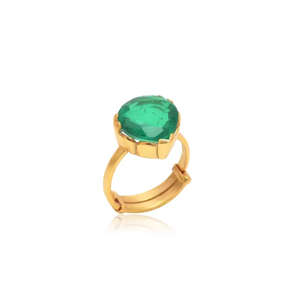 928_Sterling_Silver_|_Adjustable_Gold_Plated_Ring_|_Green_Gemstone